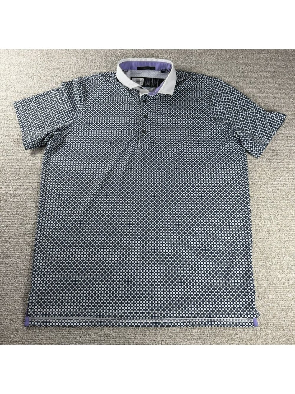 Greyson Star Crossed Short Sleeve Golf Polo Shirt Blue White Men’s Size XL